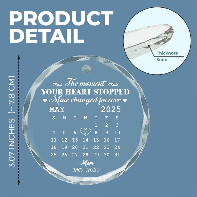 🌟 Eternal Keepsake: Personalized Crystal Calendar Ornament | Engrave Your "Moment The World Stopped" or Beloved's Name & Date - Image 4