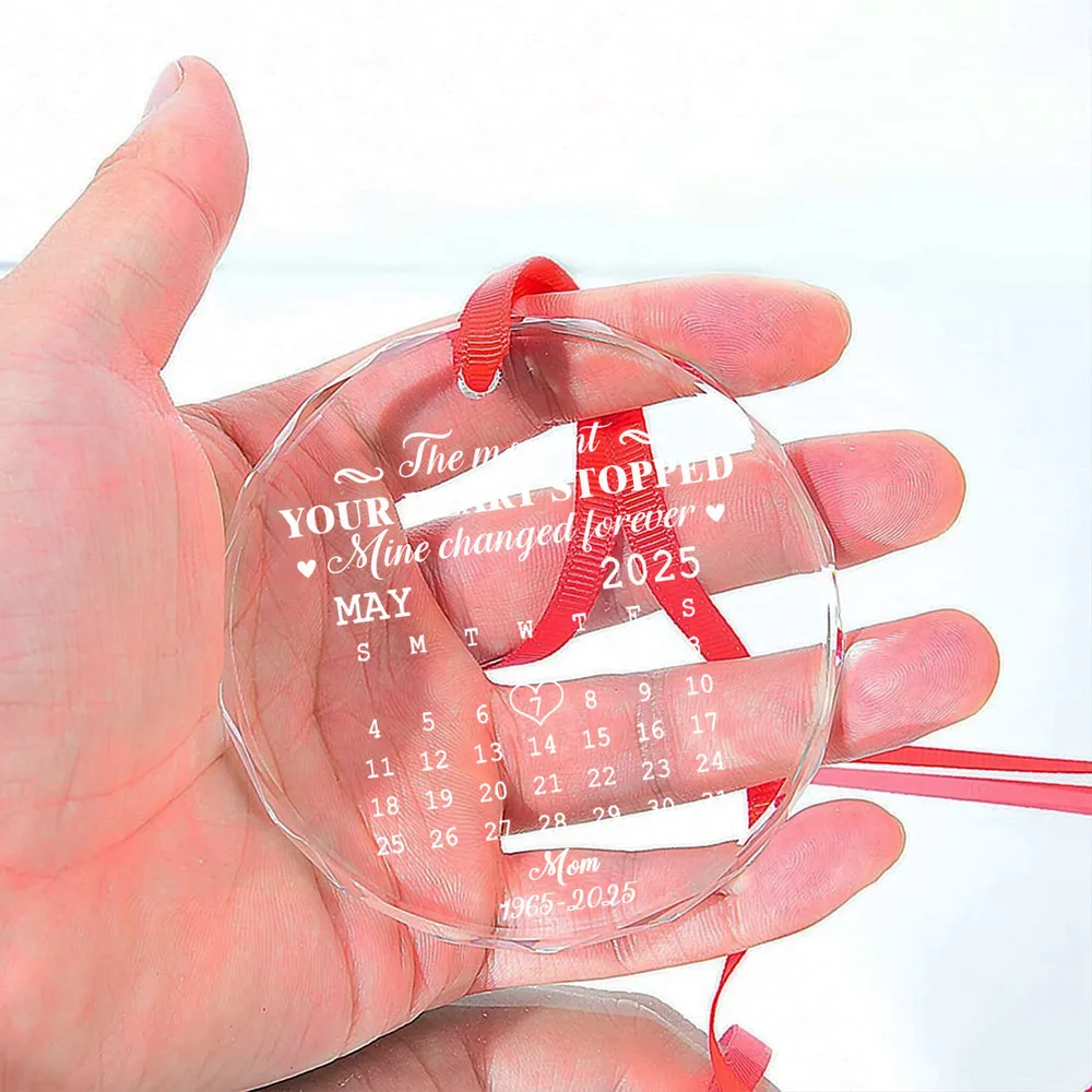 🌟 Eternal Keepsake: Personalized Crystal Calendar Ornament | Engrave Your "Moment The World Stopped" or Beloved's Name & Date - Image 7
