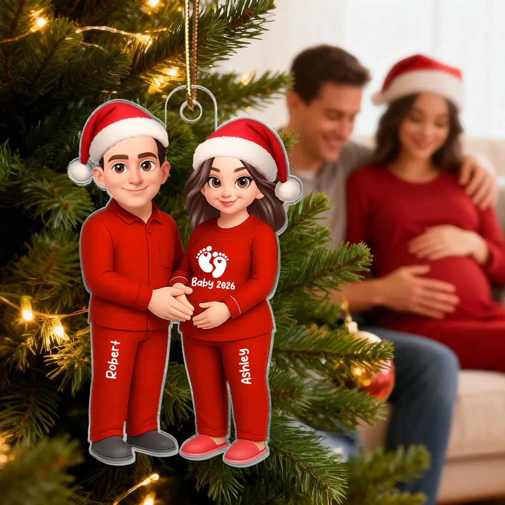 🎉 Ultimate Baby Reveal/Christmas Gift! Personalized Expecting Parents Ornament & Keychain | Custom Names, Skin/Hair Colors - Image 10