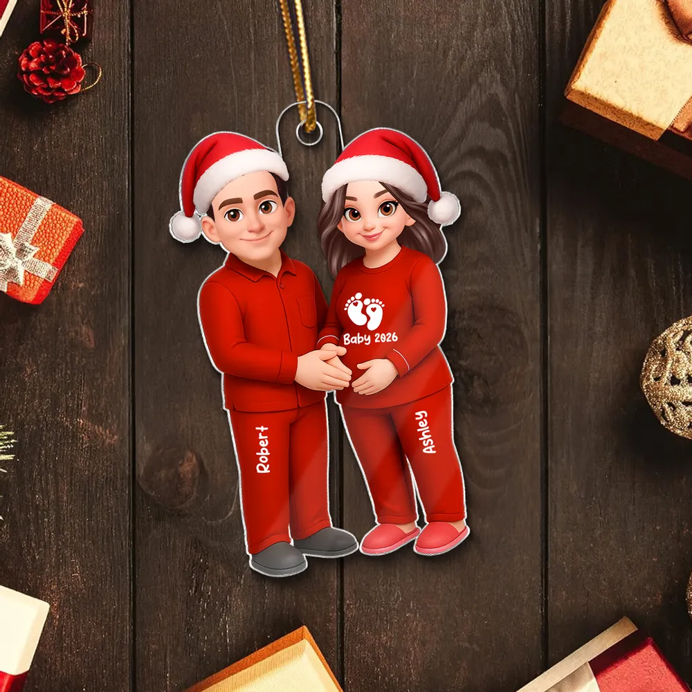 🎉 Ultimate Baby Reveal/Christmas Gift! Personalized Expecting Parents Ornament & Keychain | Custom Names, Skin/Hair Colors - Image 11