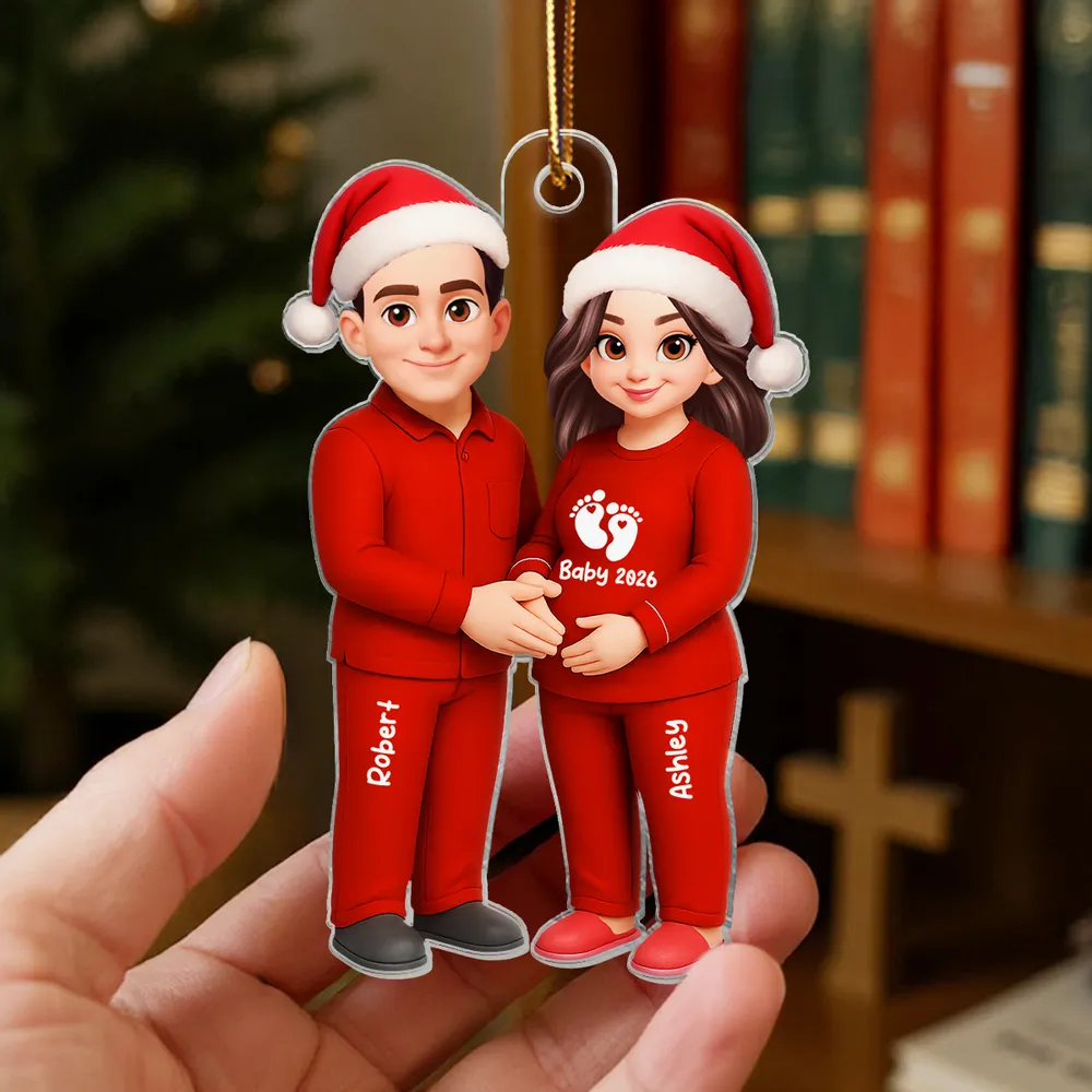 🎉 Ultimate Baby Reveal/Christmas Gift! Personalized Expecting Parents Ornament & Keychain | Custom Names, Skin/Hair Colors - Image 12