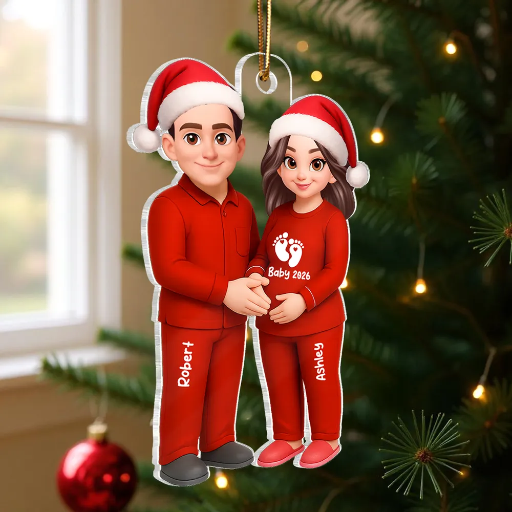 🎉 Ultimate Baby Reveal/Christmas Gift! Personalized Expecting Parents Ornament & Keychain | Custom Names, Skin/Hair Colors - Image 5