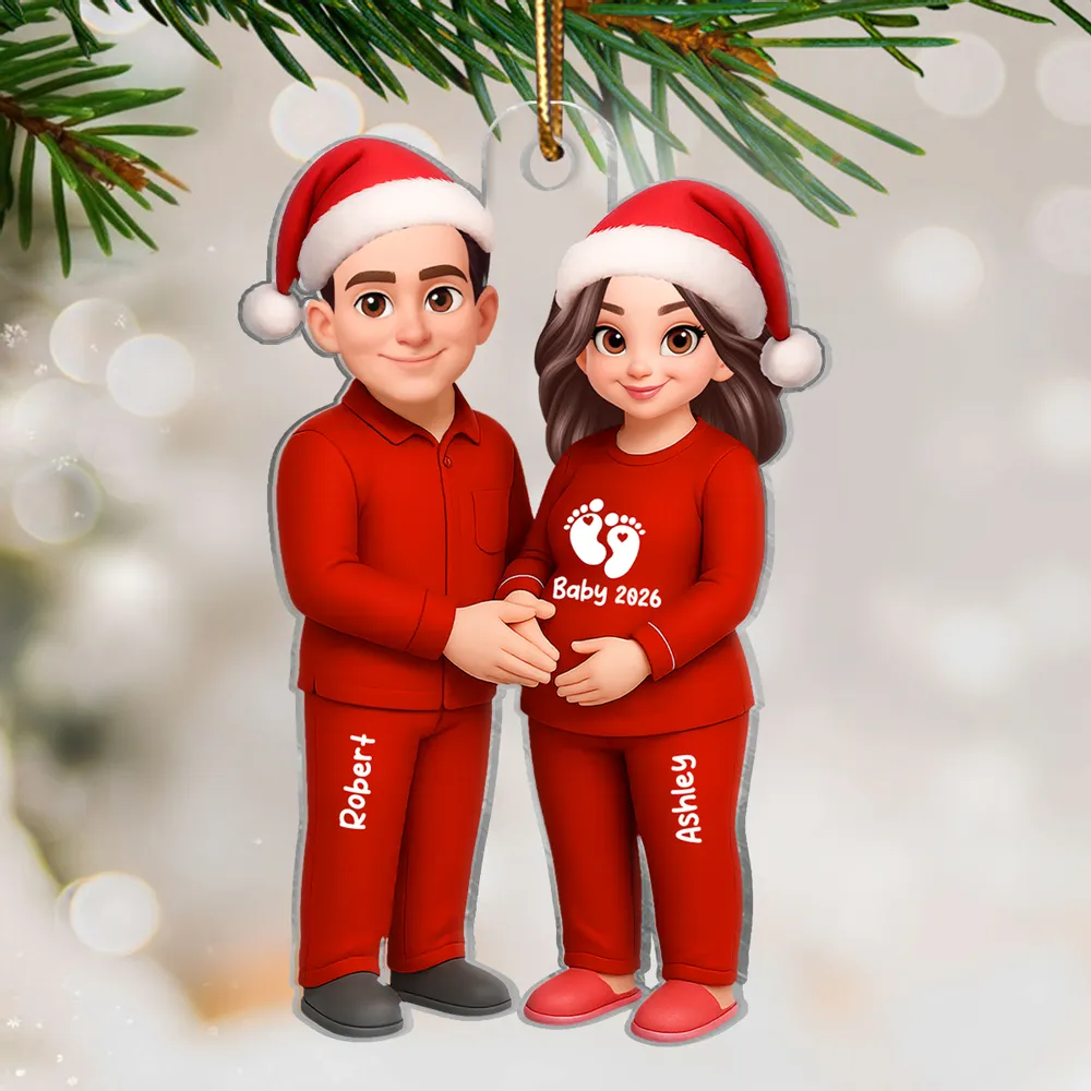 🎉 Ultimate Baby Reveal/Christmas Gift! Personalized Expecting Parents Ornament & Keychain | Custom Names, Skin/Hair Colors - Image 6