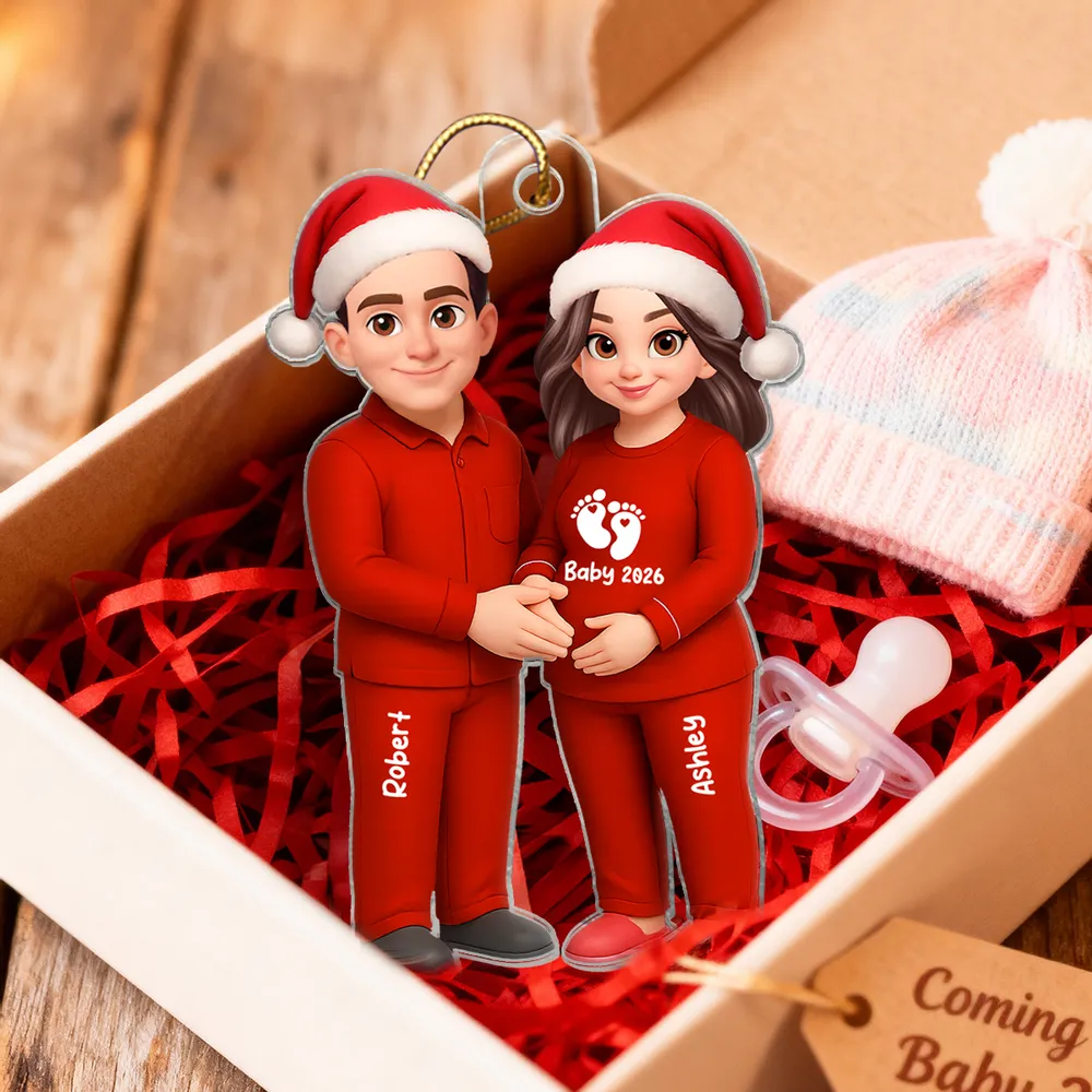 🎉 Ultimate Baby Reveal/Christmas Gift! Personalized Expecting Parents Ornament & Keychain | Custom Names, Skin/Hair Colors - Image 7
