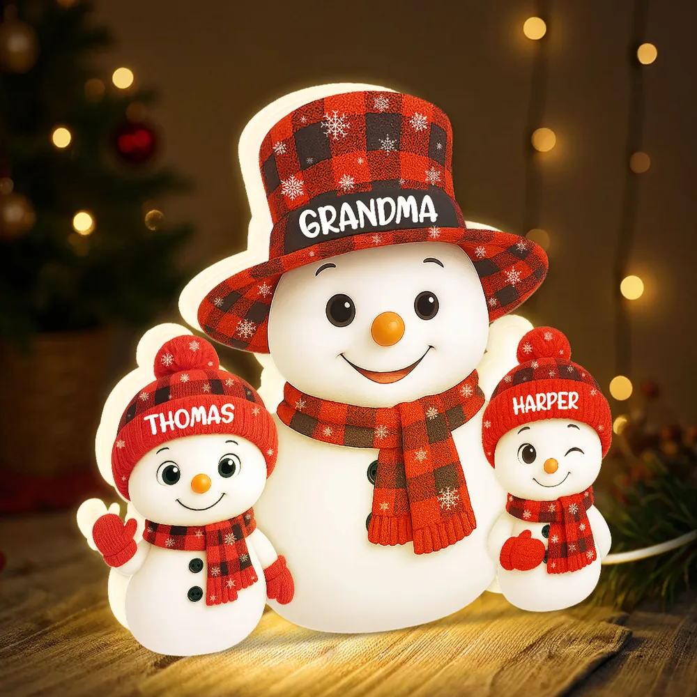 Acrylic Light Box Snowman Family, soft glowing festive décor for cozy nights, heartwarming display and thoughtful holiday gift - Image 2