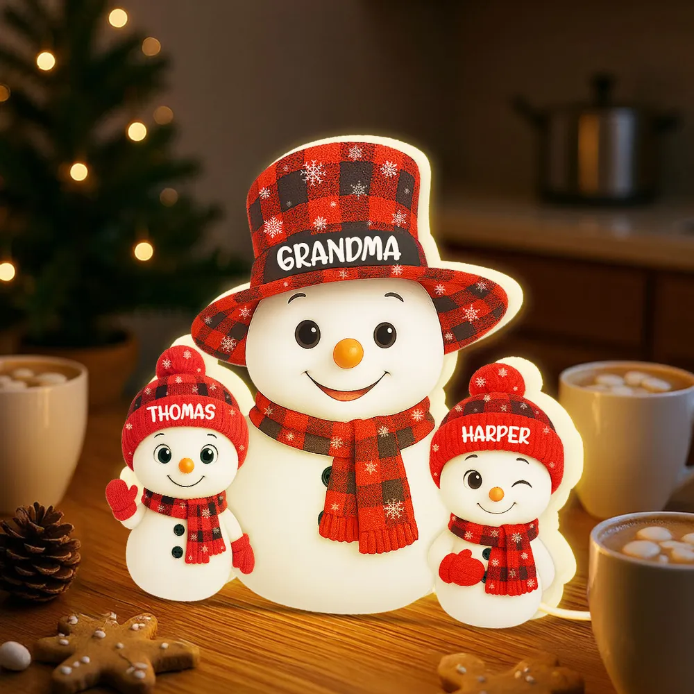 Acrylic Light Box Snowman Family, soft glowing festive décor for cozy nights, heartwarming display and thoughtful holiday gift - Image 5