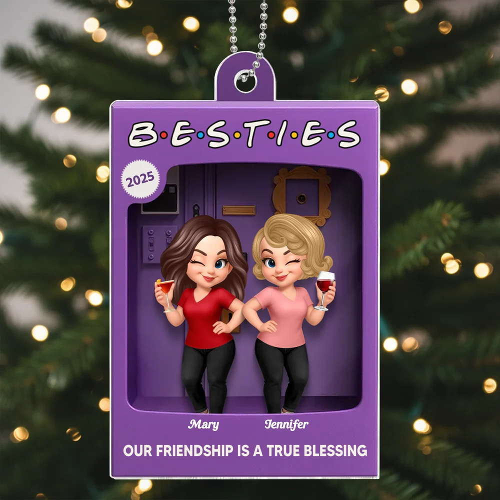 Christmas Decor/Car Charm: Personalized Besties Acrylic Ornament (2-5 Women) - A Sweet Friendship Holiday Keepsake - Image 2