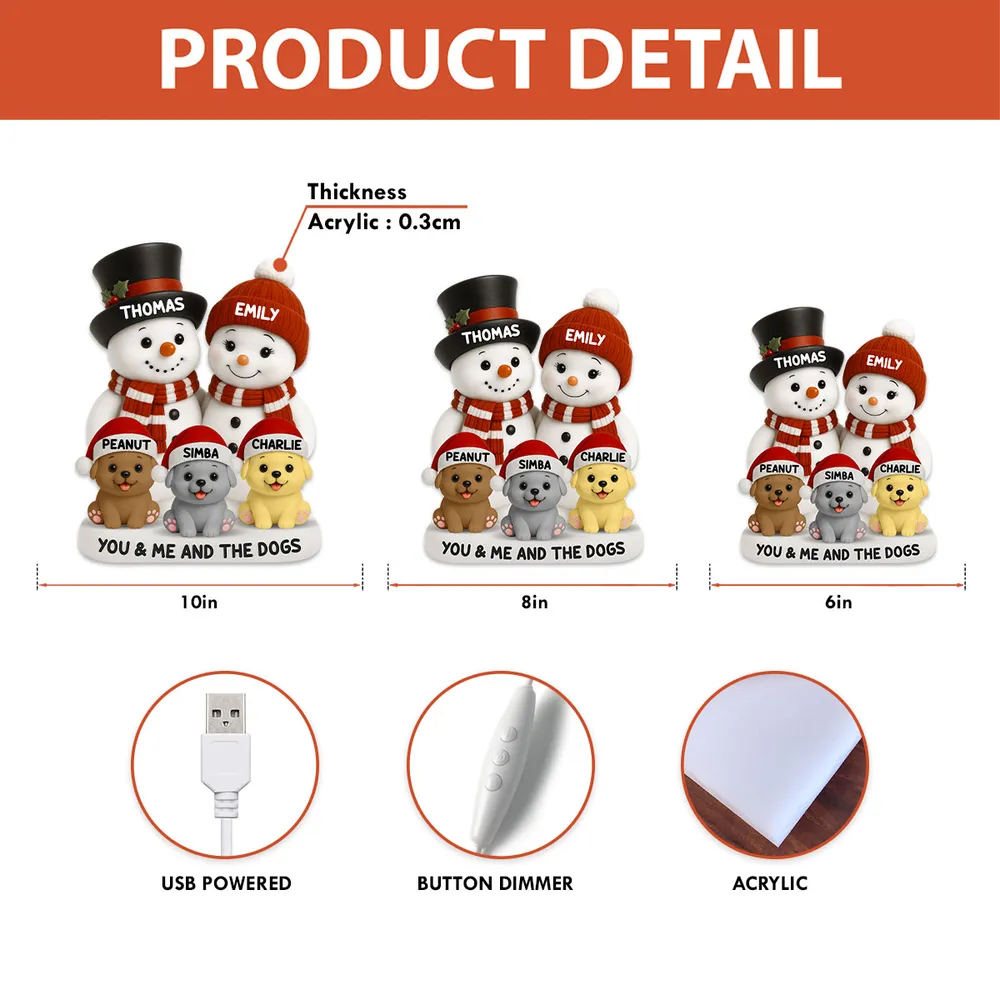 Snowman Family & Pets Acrylic Light Box – Warm Holiday Decor, Perfect Gift for Couples and Pets Lovers - Image 5