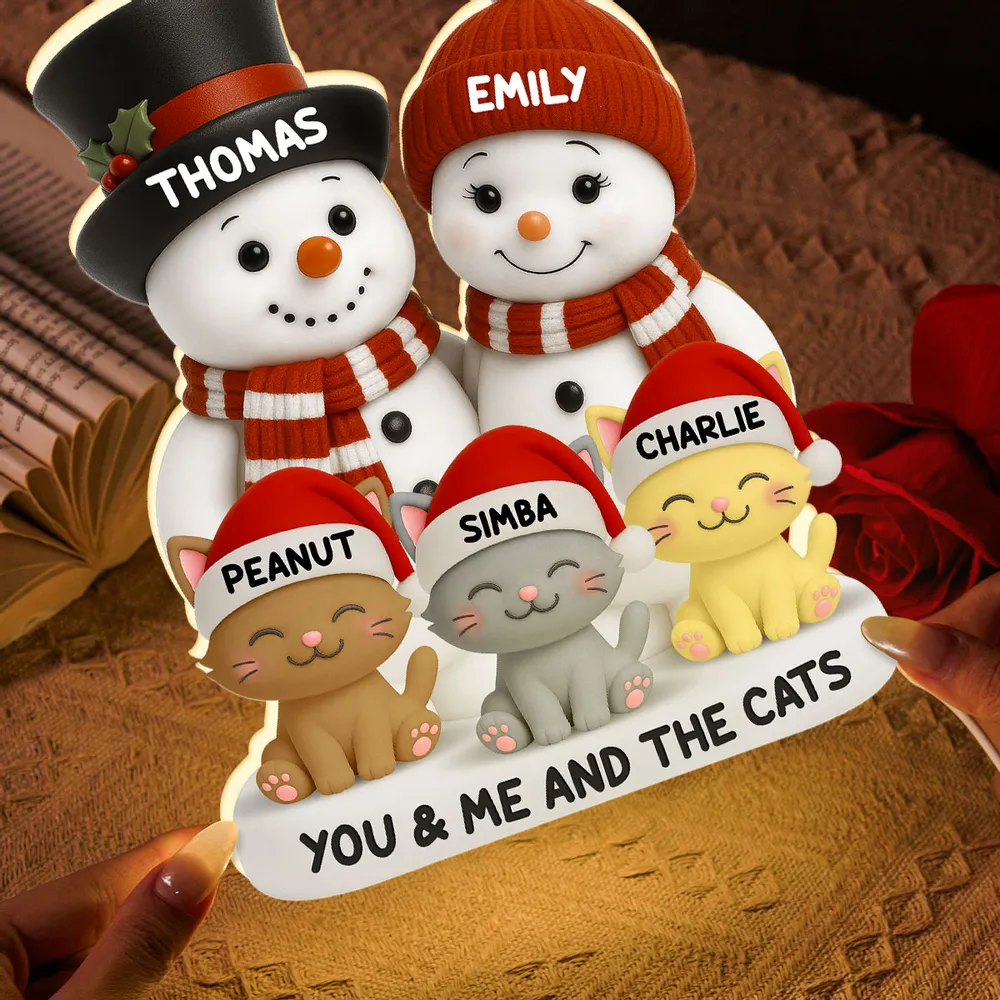 Snowman Family & Pets Acrylic Light Box – Warm Holiday Decor, Perfect Gift for Couples and Pets Lovers - Image 6