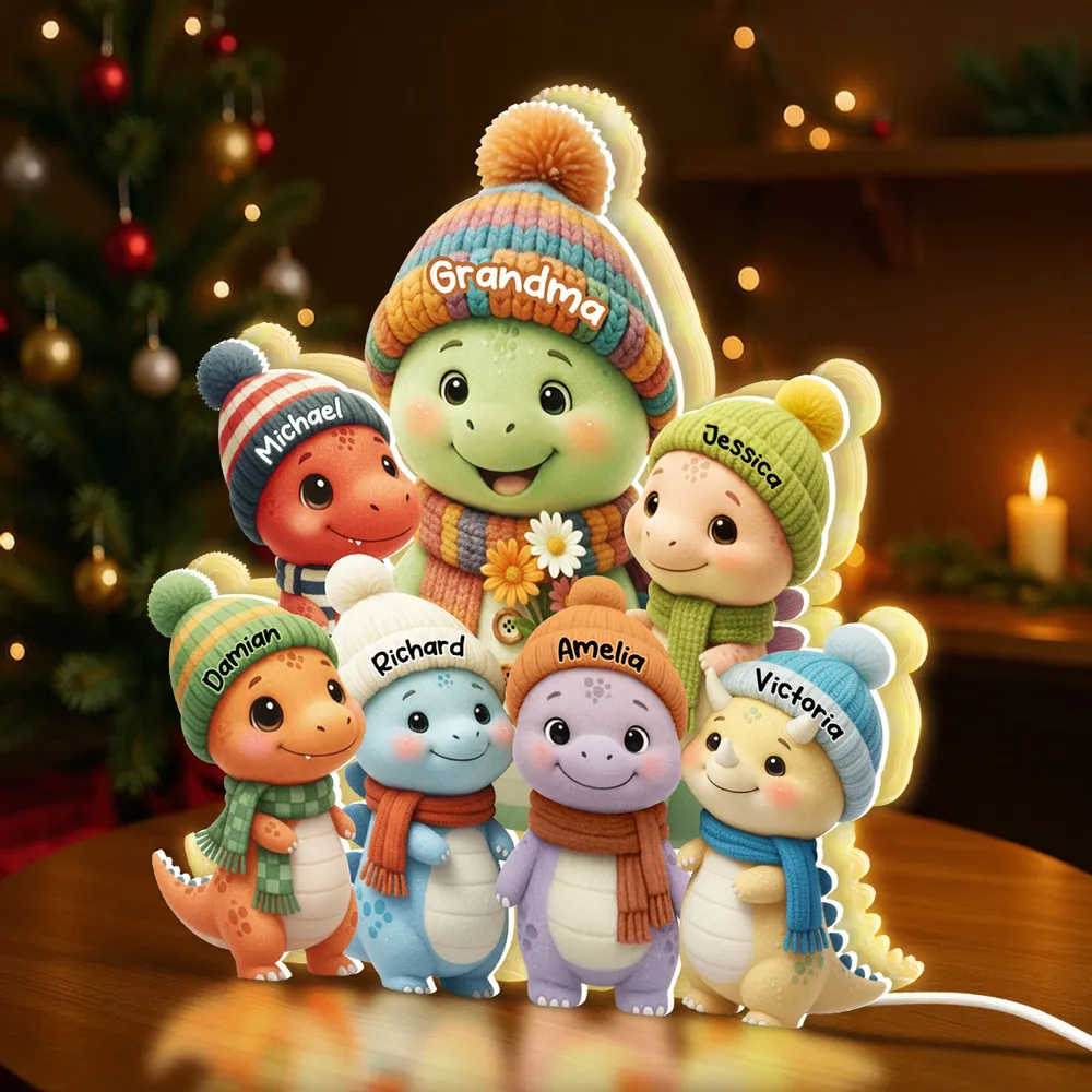 Dinosaur Family Acrylic Light Box – Cozy Holiday Lamp, Perfect Gift for Grandma - Image 2