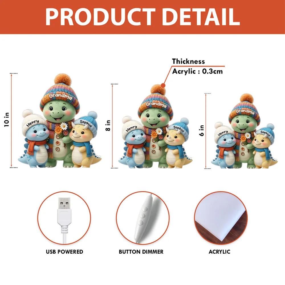 Dinosaur Family Acrylic Light Box – Cozy Holiday Lamp, Perfect Gift for Grandma - Image 9