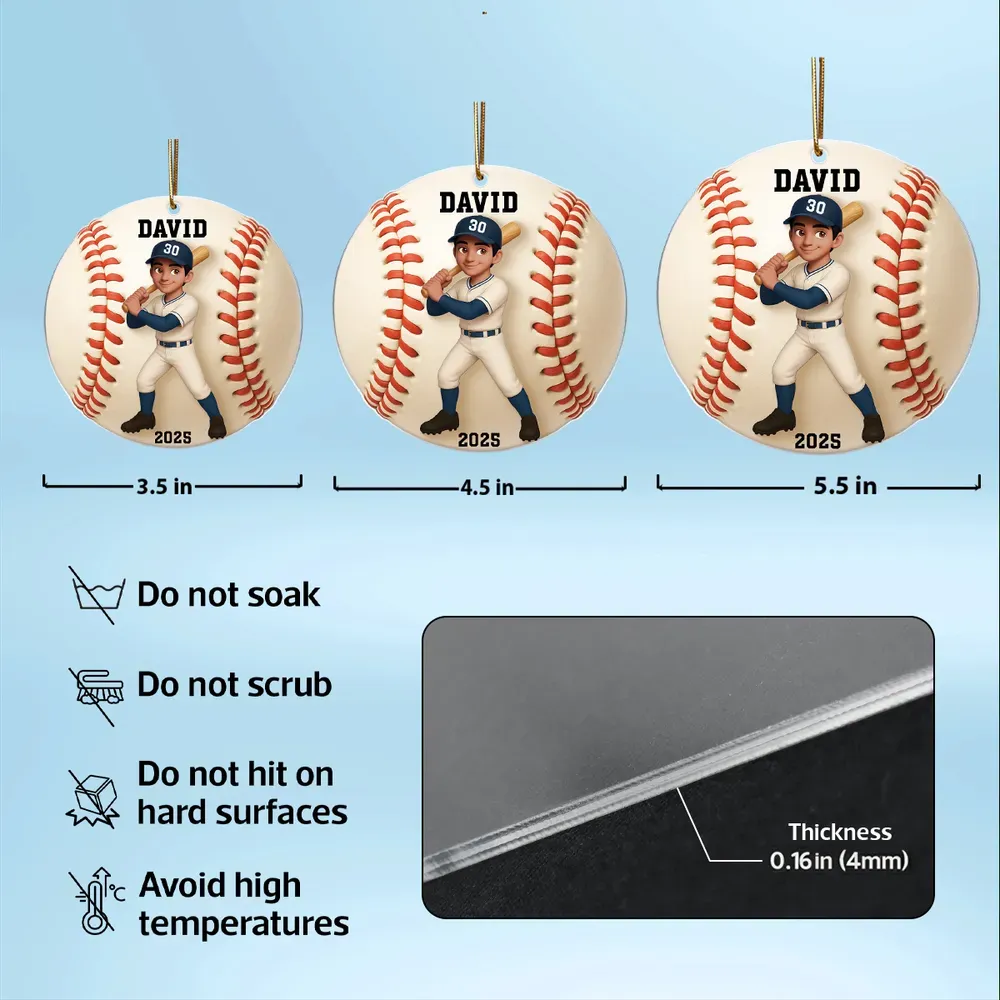 Baseball-Themed Acrylic Ornament – vibrant design and premium feel, a fun personalized gift for Kids, Teens, or Baseball Lovers - Image 8