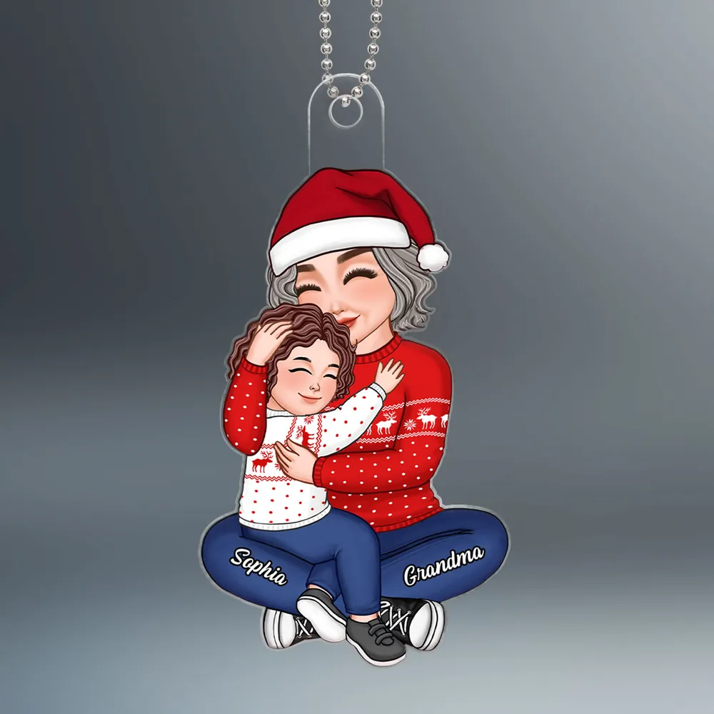 Acrylic Ornament – Cozy Grandma and Grandchild Embrace, Perfect Christmas Gift of Love and Family - Image 3