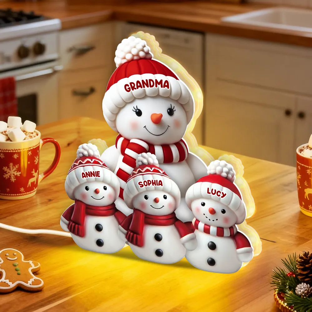 Acrylic Light Box Snowman Family, cozy glow for mantel and holiday décor, heartwarming keepsake and a perfect gift for grandma - Image 3