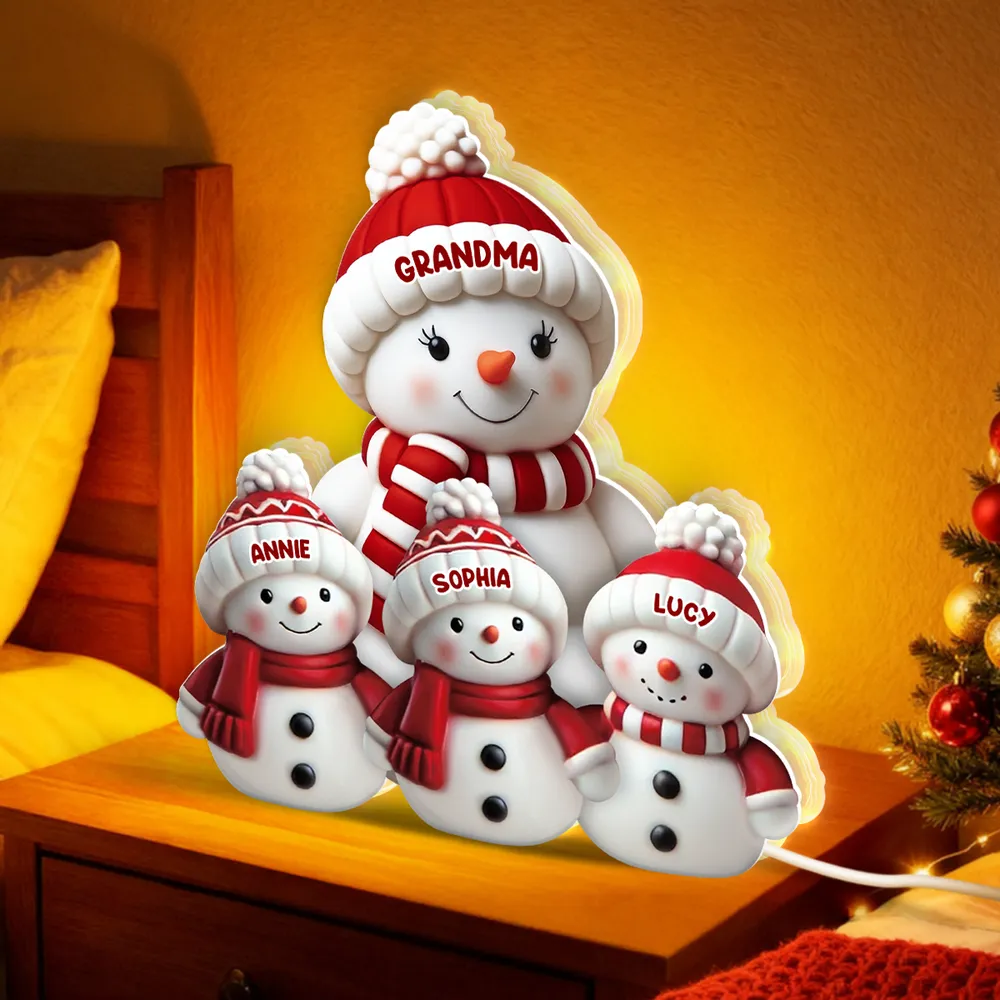Acrylic Light Box Snowman Family, cozy glow for mantel and holiday décor, heartwarming keepsake and a perfect gift for grandma - Image 4