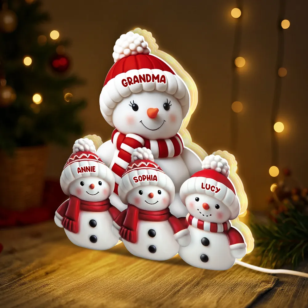 Acrylic Light Box Snowman Family, cozy glow for mantel and holiday décor, heartwarming keepsake and a perfect gift for grandma - Image 5