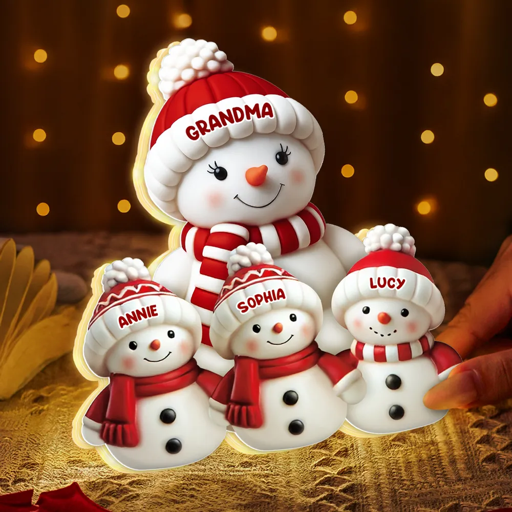 Acrylic Light Box Snowman Family, cozy glow for mantel and holiday décor, heartwarming keepsake and a perfect gift for grandma - Image 6