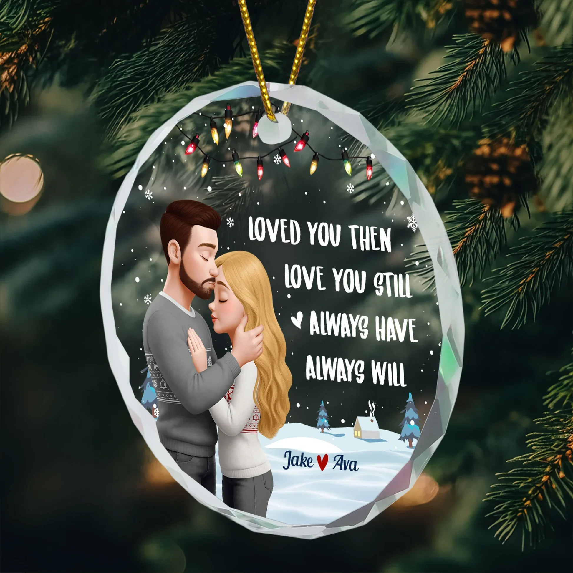 Crystal Ornament with Hugging Couple Design | Clear Printing & Premium Finish, Romantic Gift for Lovers - Image 4