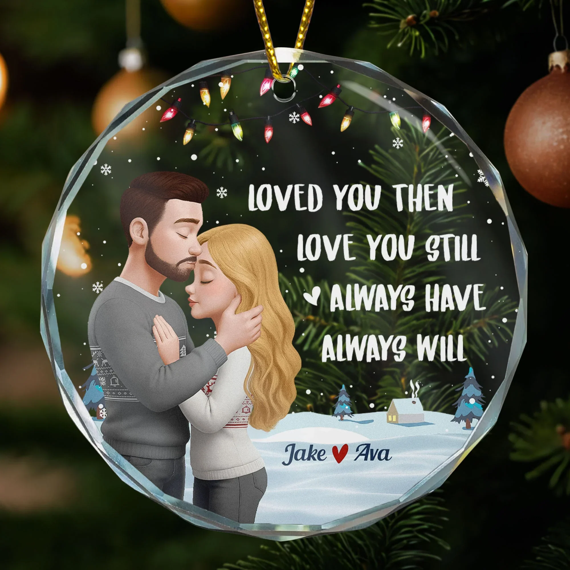 Crystal Ornament with Hugging Couple Design | Clear Printing & Premium Finish, Romantic Gift for Lovers - Image 5
