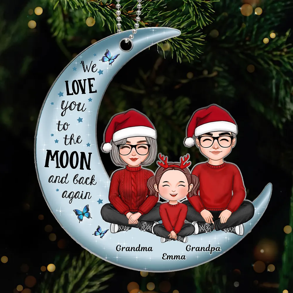 Moon-Shaped Family Acrylic Ornament – Heartwarming Christmas Decor, Perfect Gift for Grandparents - Image 2