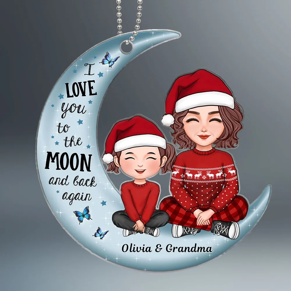 Moon-Shaped Family Acrylic Ornament – Heartwarming Christmas Decor, Perfect Gift for Grandparents - Image 3