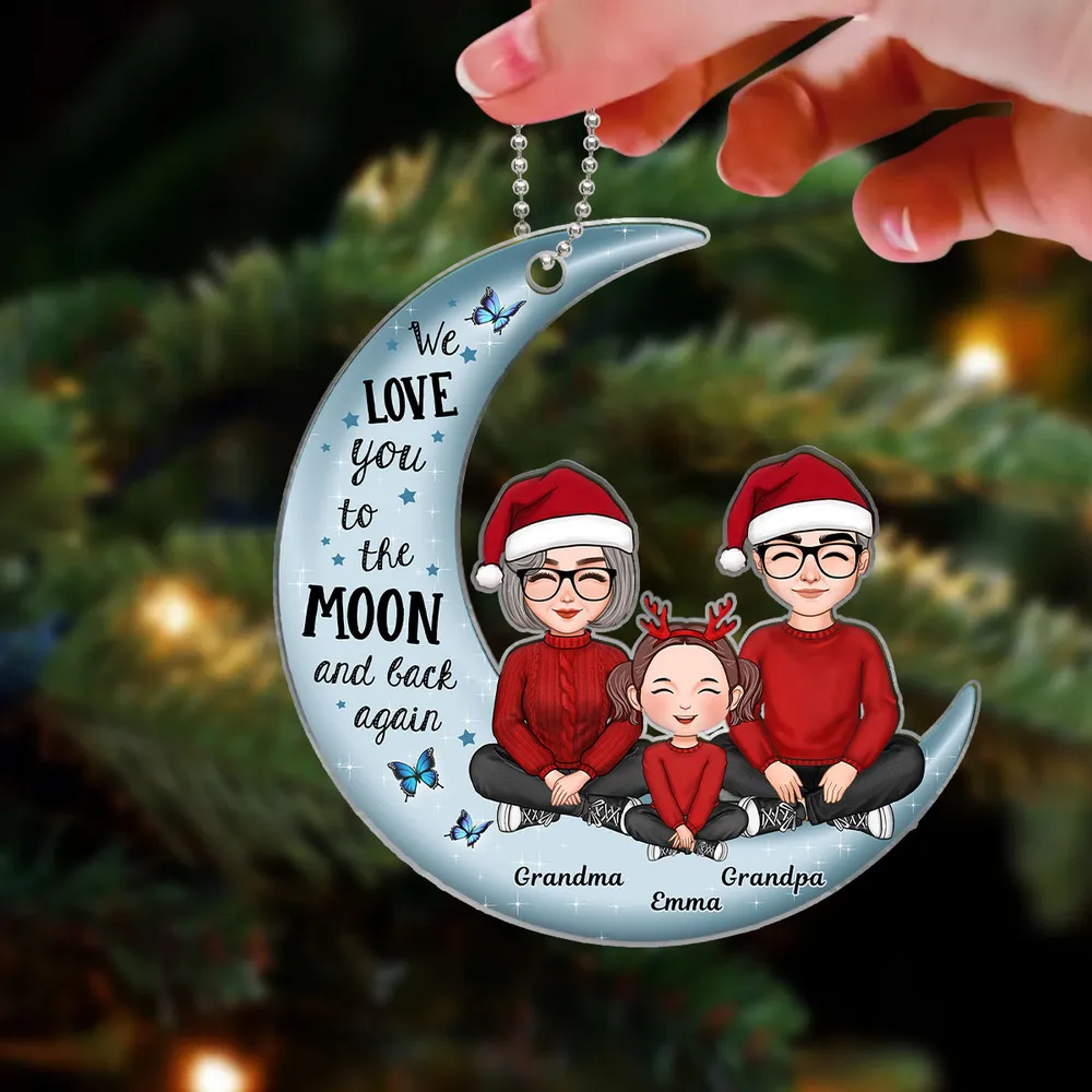 Moon-Shaped Family Acrylic Ornament – Heartwarming Christmas Decor, Perfect Gift for Grandparents - Image 4