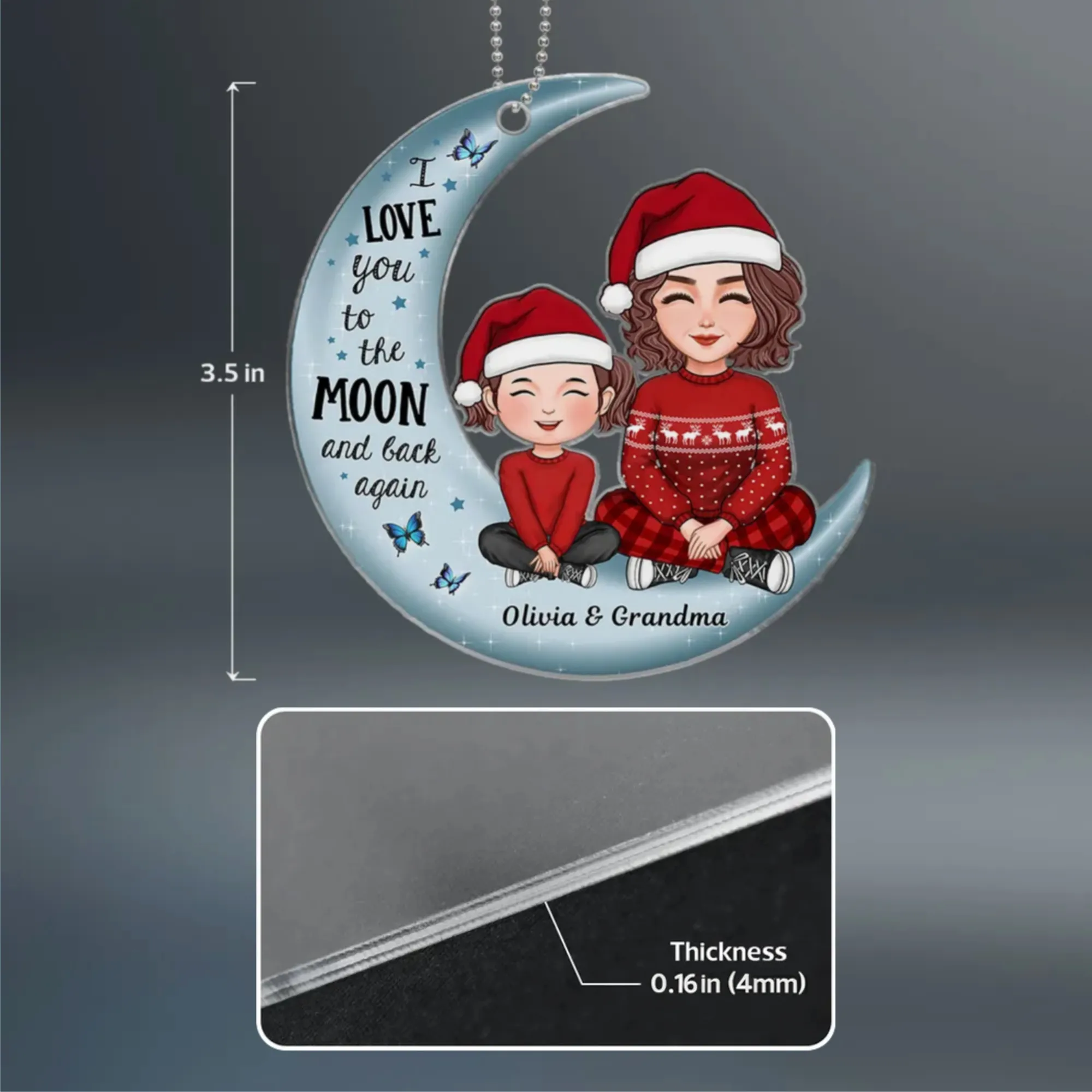 Moon-Shaped Family Acrylic Ornament – Heartwarming Christmas Decor, Perfect Gift for Grandparents - Image 5