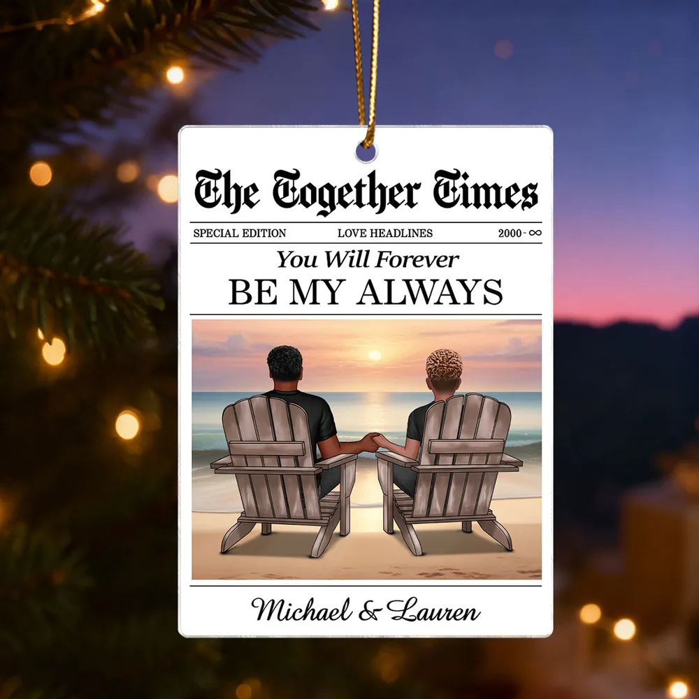 Couples Beach Newspaper-Style Acrylic Ornament – Romantic Custom Keepsake, Perfect Gift for Christmas or Anniversary - Image 6