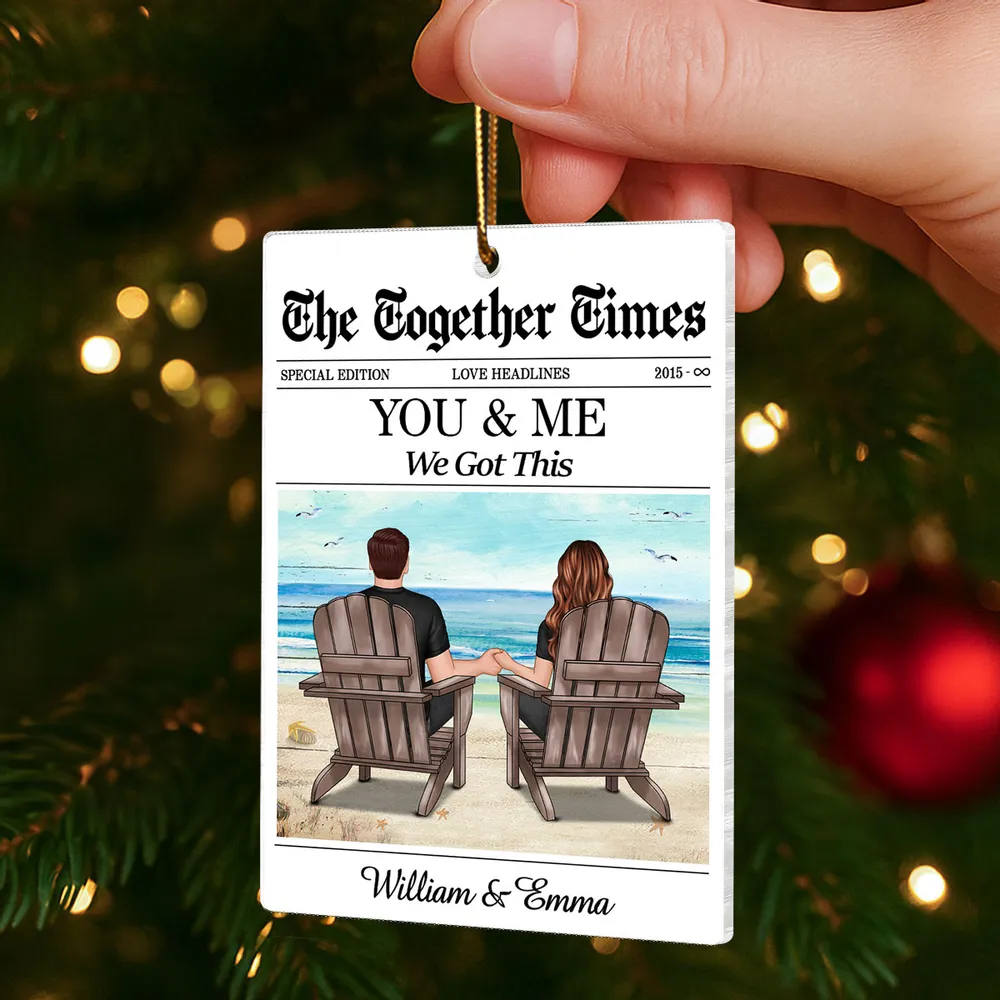 Couples Beach Newspaper-Style Acrylic Ornament – Romantic Custom Keepsake, Perfect Gift for Christmas or Anniversary - Image 7