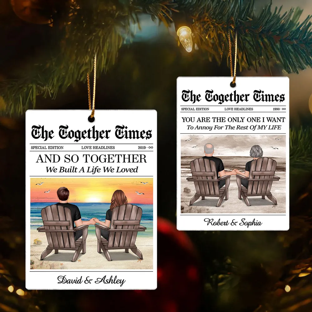 Couples Beach Newspaper-Style Acrylic Ornament – Romantic Custom Keepsake, Perfect Gift for Christmas or Anniversary - Image 8