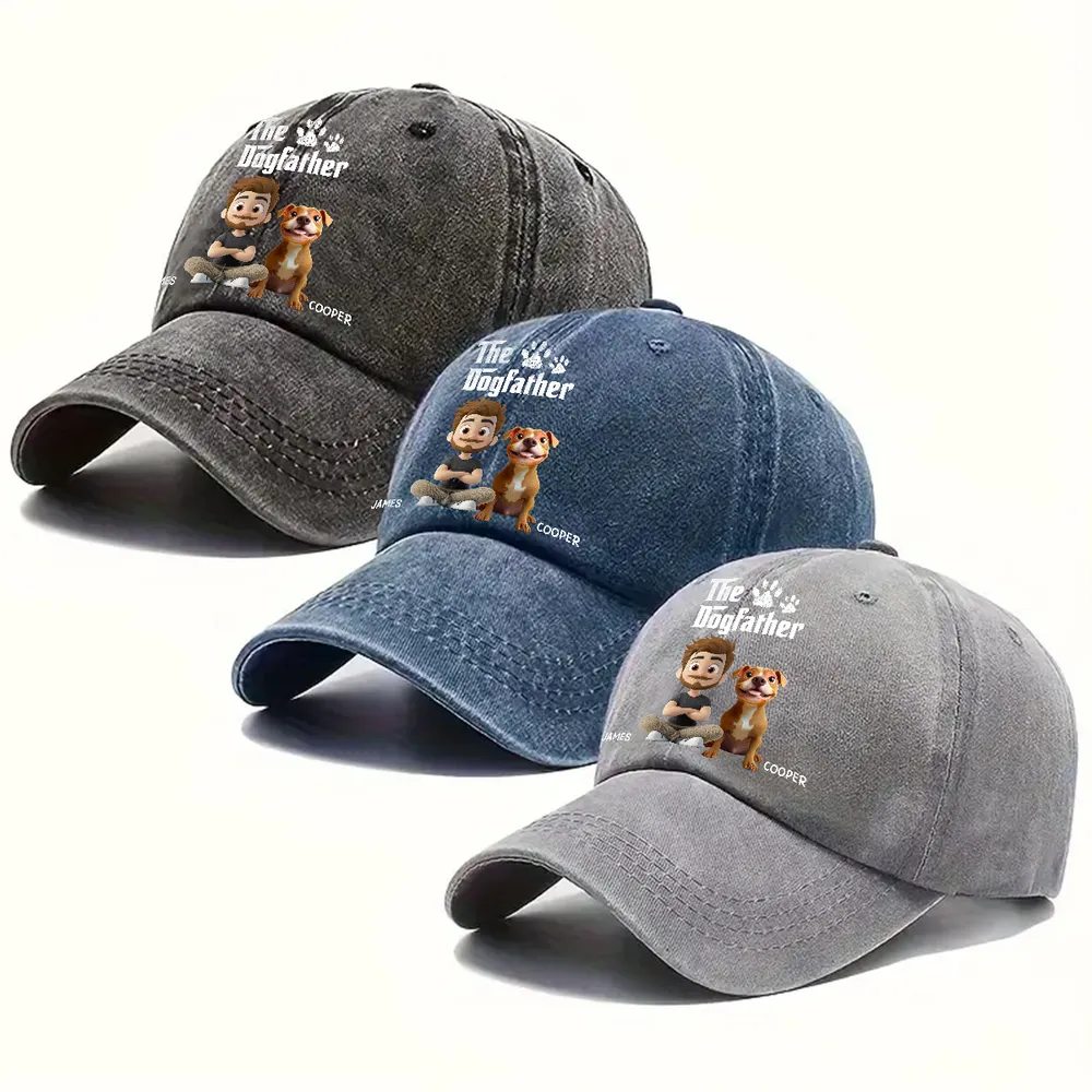 The Dogfather Baseball Cap – washed denim with fun dog dad graphic, casual adjustable fit, perfect gift for dog lovers - Image 4
