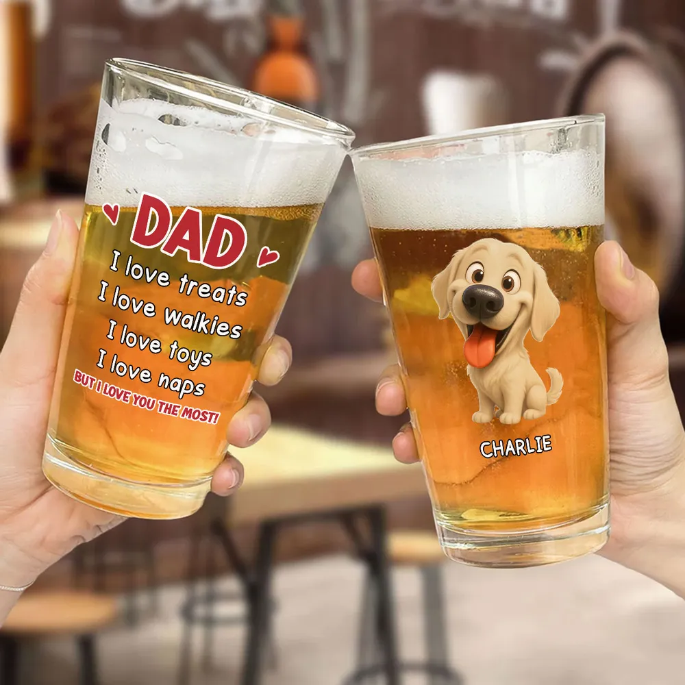 Dog-Themed Beer Glass for Dad – Cute Illustration Design, Heartwarming Gift for Father’s Day - Image 3