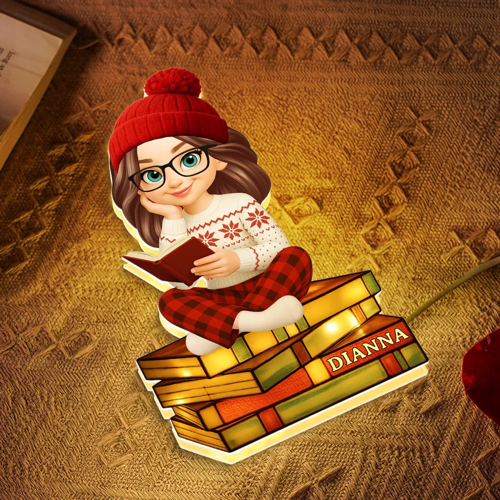 Acrylic Light Box with Reading Girl Design | Cozy Home Decor, Perfect Gift for Book Lovers - Image 5