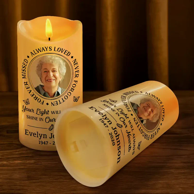 Personalized Photo Flameless LED Memorial Candle | Custom Name & Dates, Choose Your Quote | A Warm, Everlasting Sympathy Gift - Image 4