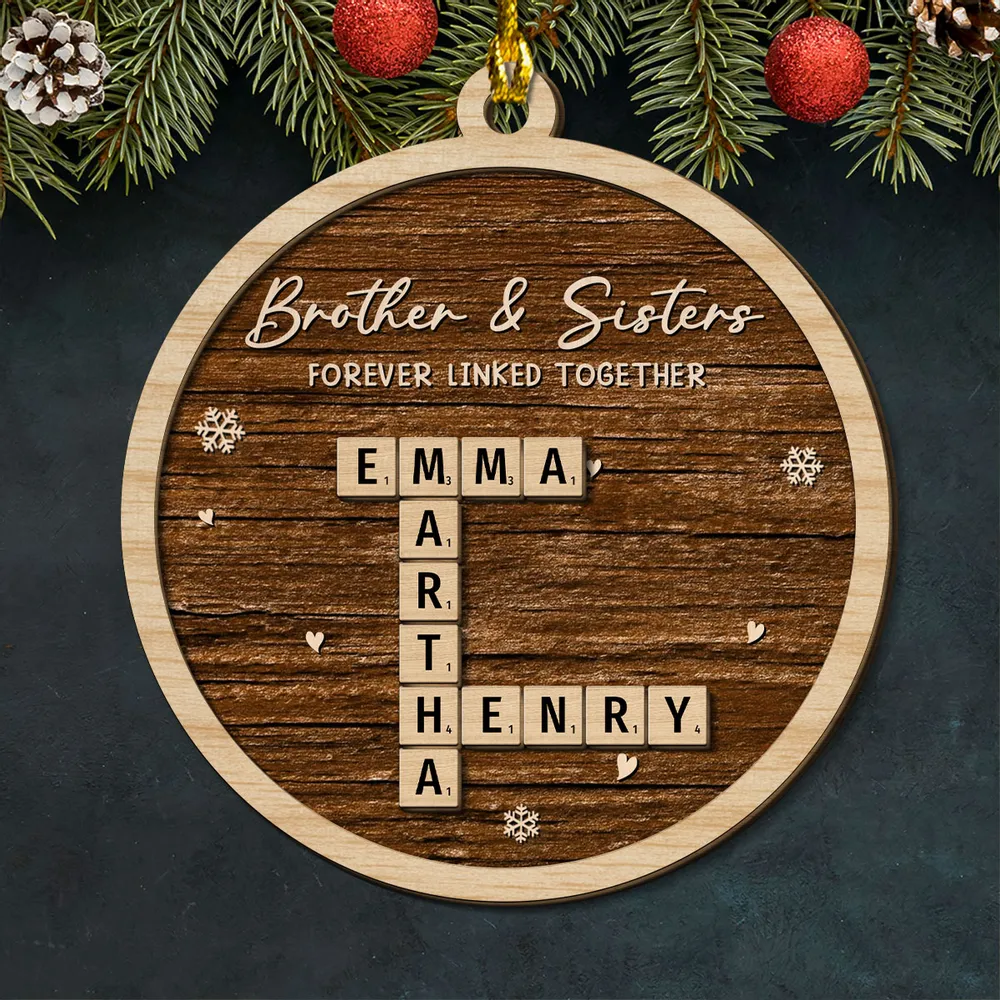 2-Layer Wooden Ornament – rustic red style with snowflakes, heartwarming Christmas gift for family and friends - Image 4