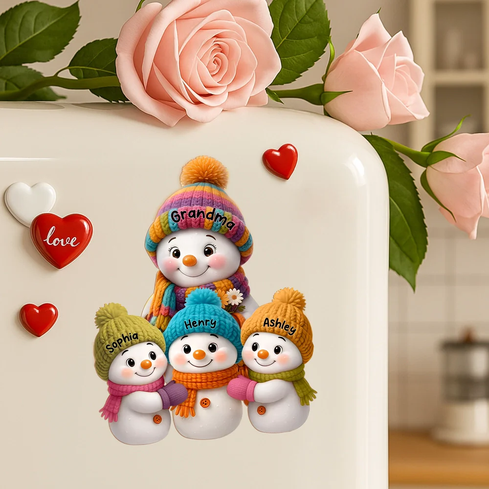 Fridge Magnet Snowman Family, removable kitchen décor for holiday kitchens, cozy colors, gift-ready keepsake for parents, grandparents, and kids - Image 2