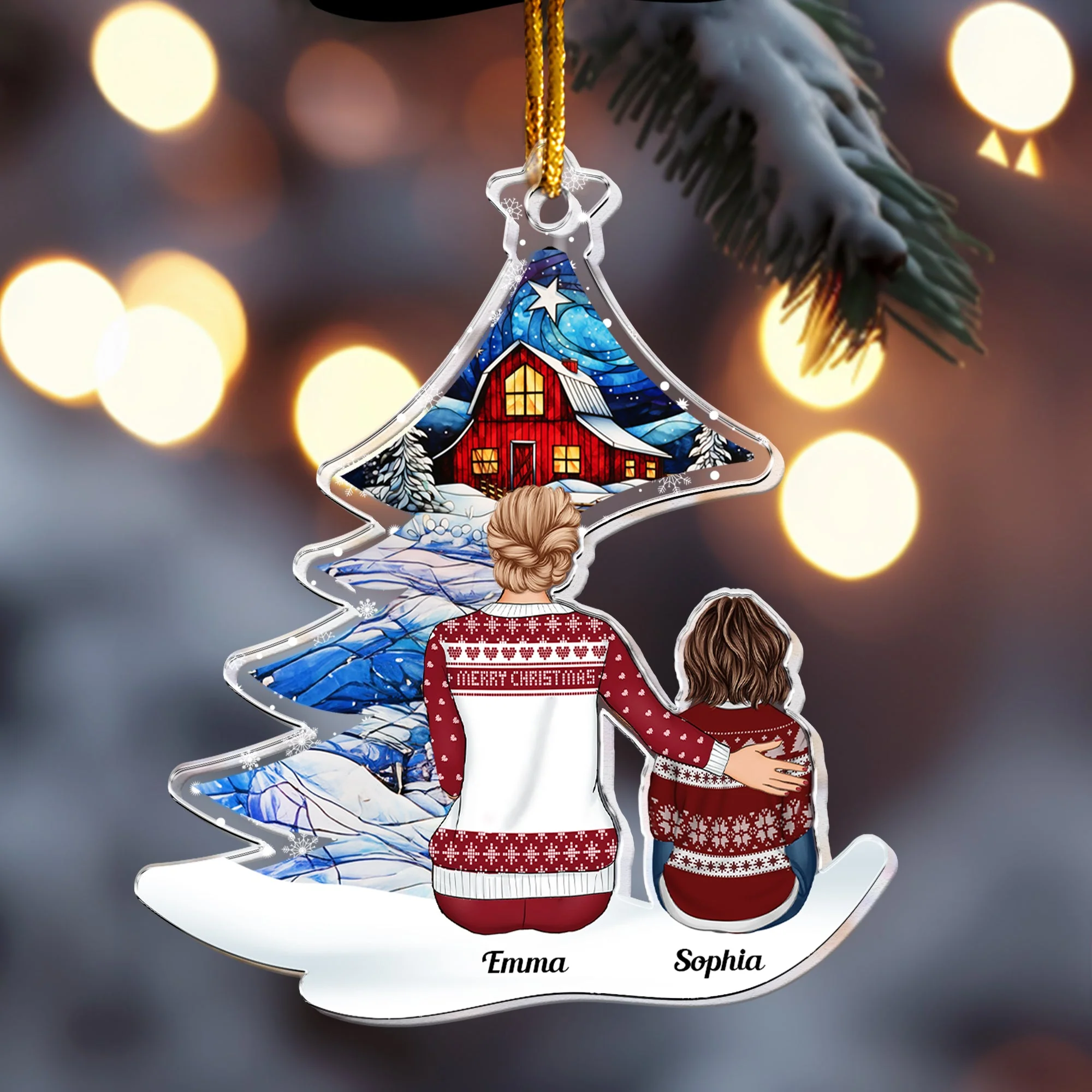 Personalized Grandma & Grandchild Hugging Ornament – Acrylic Family Keepsake for Christmas Tree - Image 2