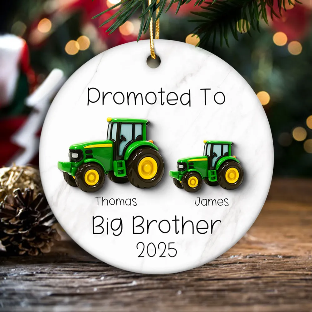 Big Brother Promotion Ornament with Tractor Theme – Meaningful Farm Gift for Family Christmas Celebration - Image 10