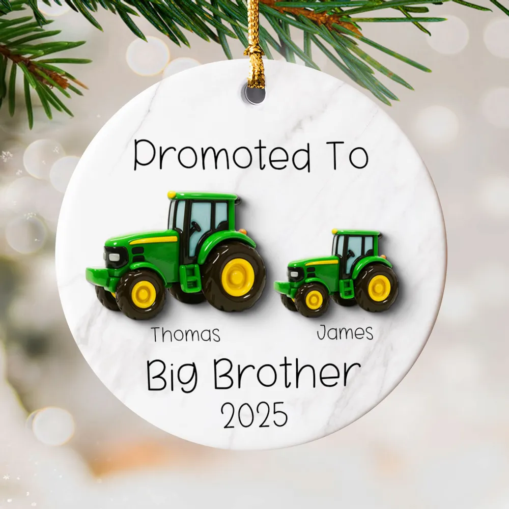 Big Brother Promotion Ornament with Tractor Theme – Meaningful Farm Gift for Family Christmas Celebration - Image 3