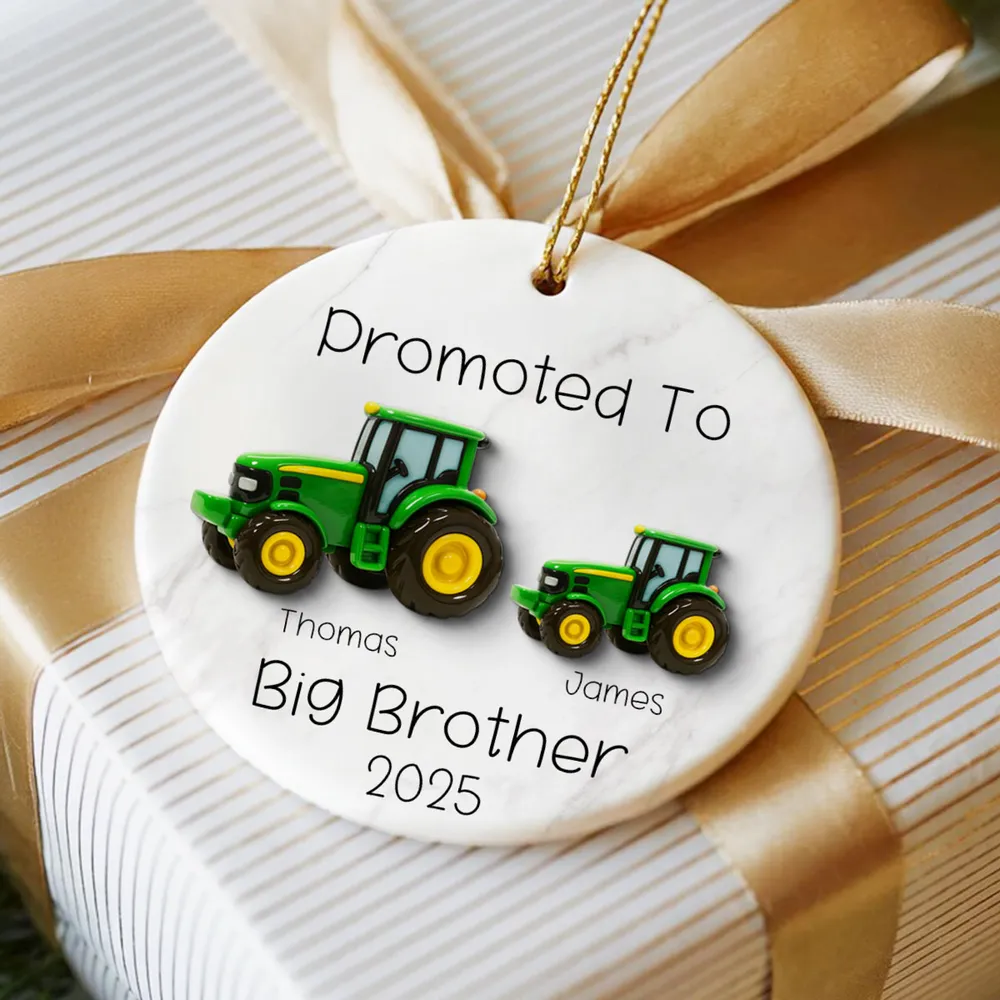 Big Brother Promotion Ornament with Tractor Theme – Meaningful Farm Gift for Family Christmas Celebration - Image 5