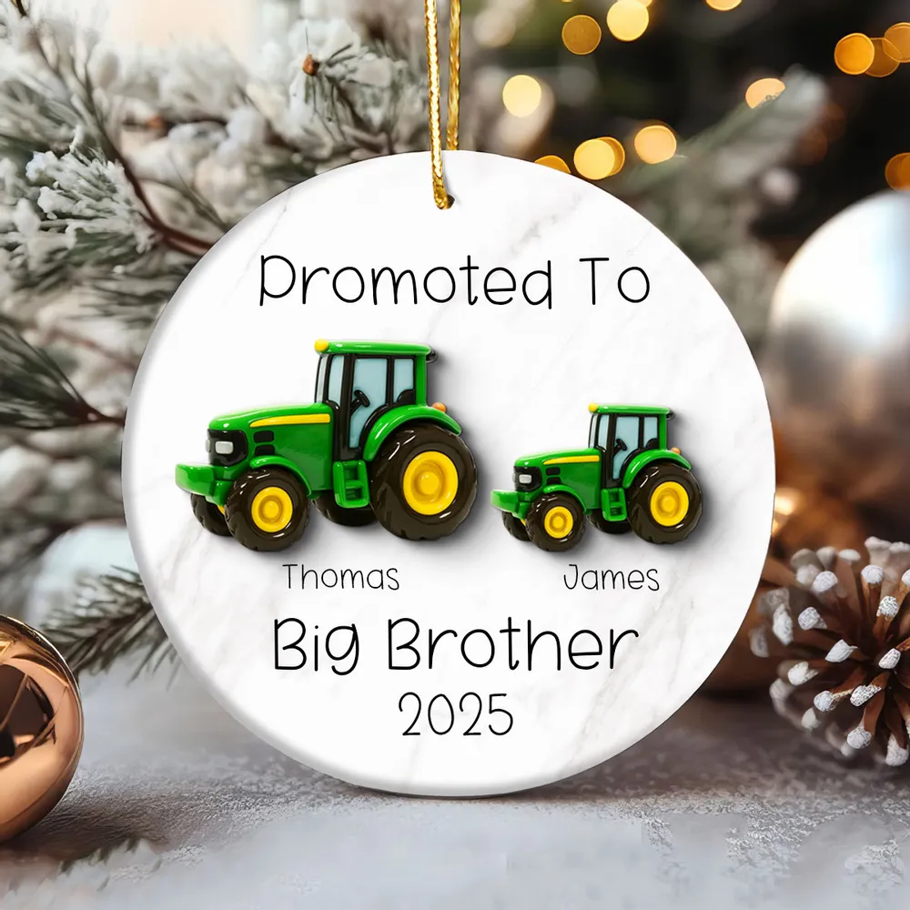 Big Brother Promotion Ornament with Tractor Theme – Meaningful Farm Gift for Family Christmas Celebration - Image 7