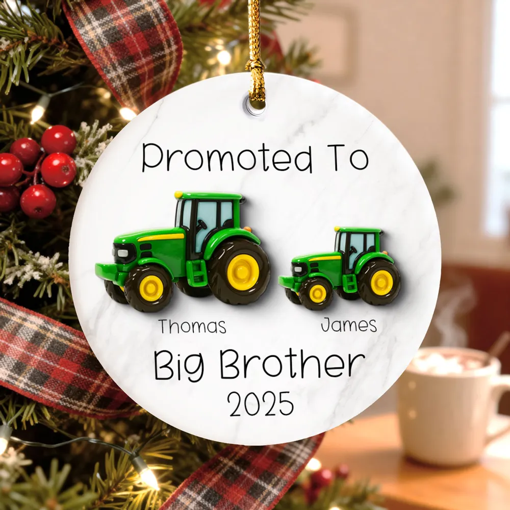 Big Brother Promotion Ornament with Tractor Theme – Meaningful Farm Gift for Family Christmas Celebration - Image 9