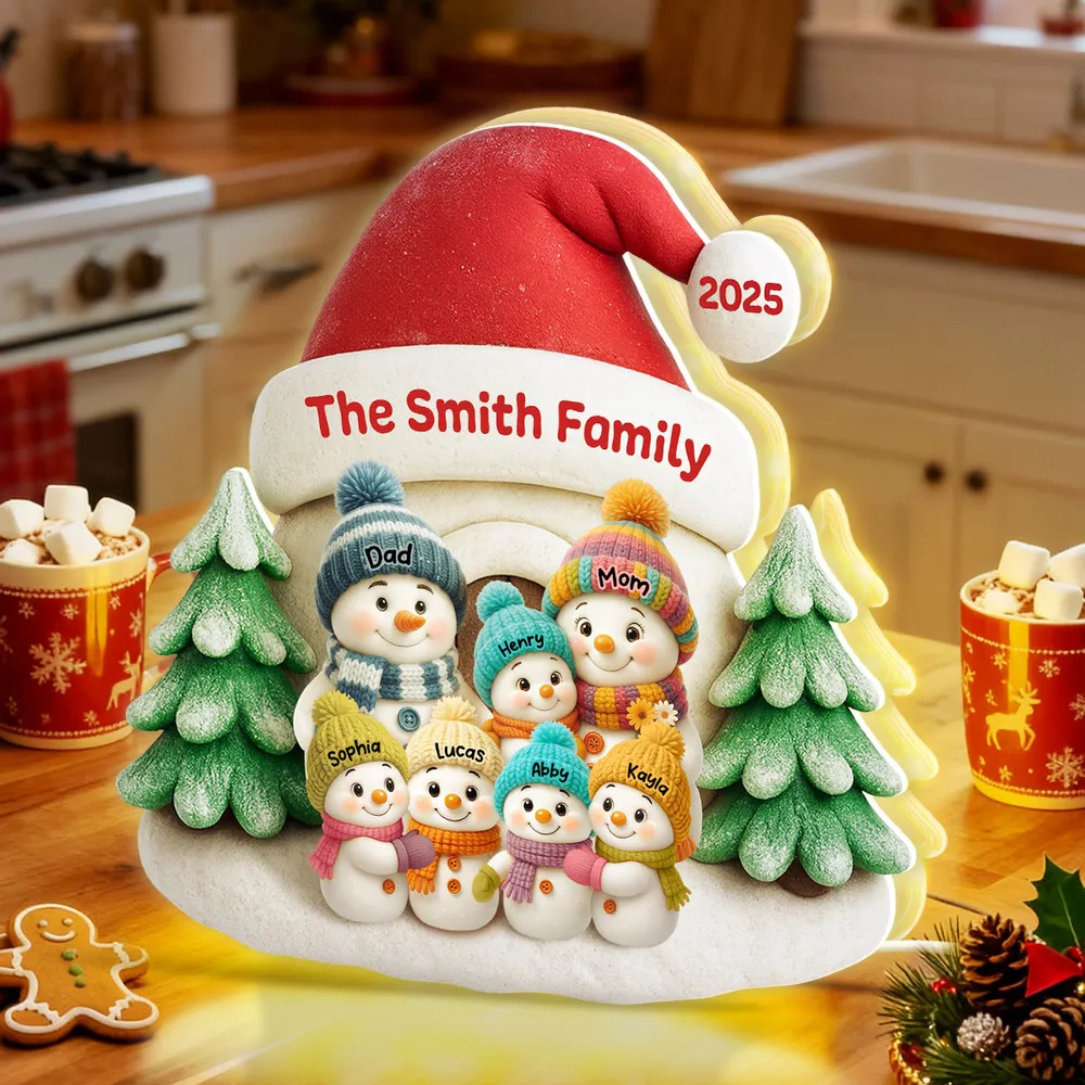 Acrylic Light Box with Snowman Family Scene, cozy window glow for holiday décor, heartwarming keepsake, perfect gift for parents and family - Image 3