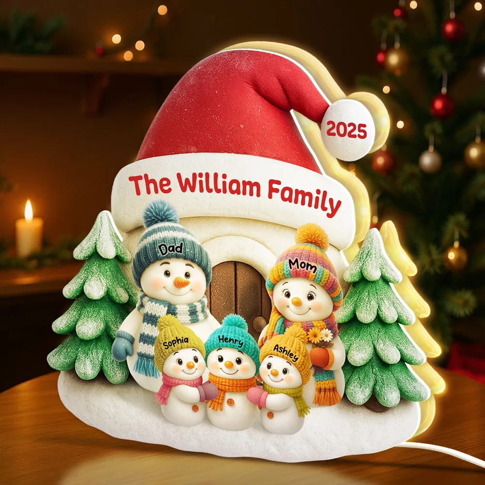 Acrylic Light Box with Snowman Family Scene, cozy window glow for holiday décor, heartwarming keepsake, perfect gift for parents and family - Image 4
