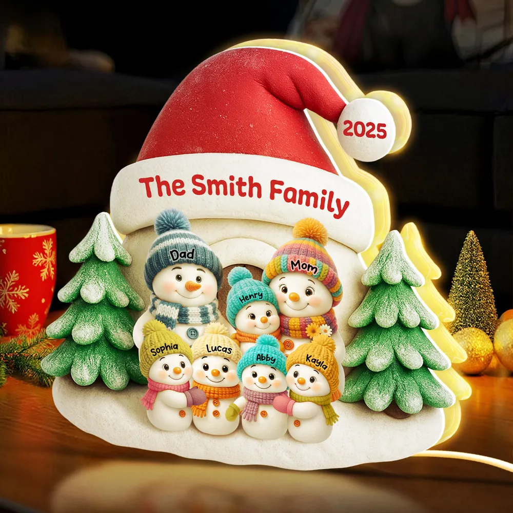 Acrylic Light Box with Snowman Family Scene, cozy window glow for holiday décor, heartwarming keepsake, perfect gift for parents and family - Image 5