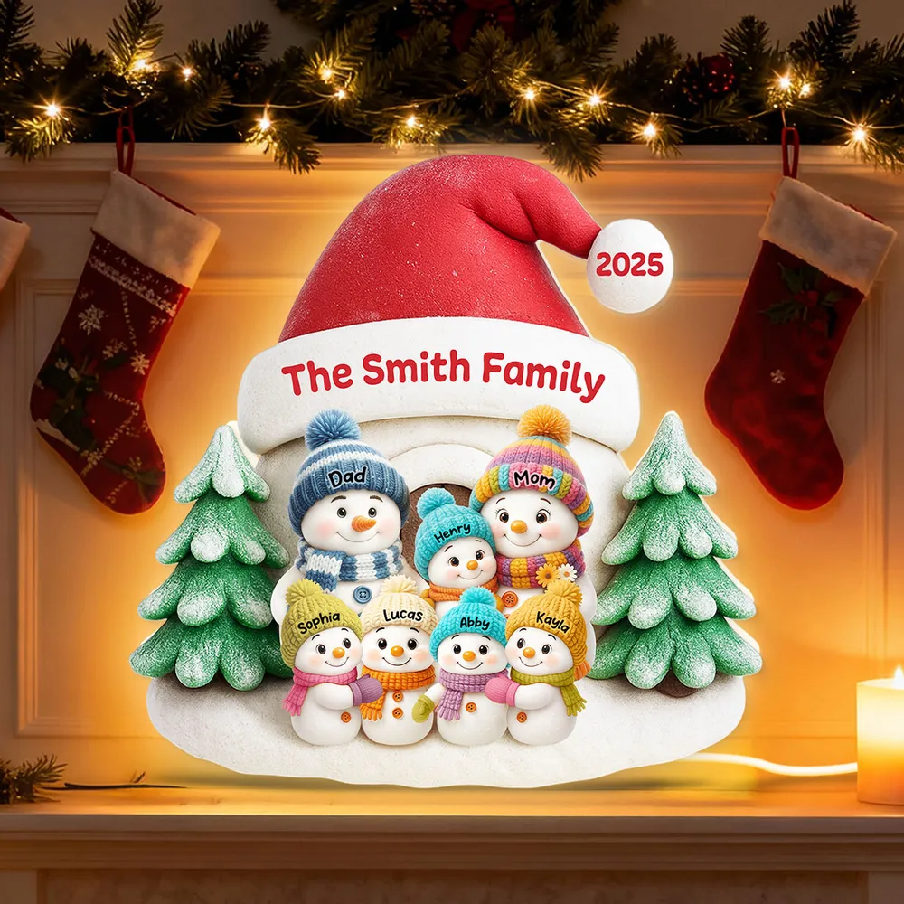 Acrylic Light Box with Snowman Family Scene, cozy window glow for holiday décor, heartwarming keepsake, perfect gift for parents and family - Image 6