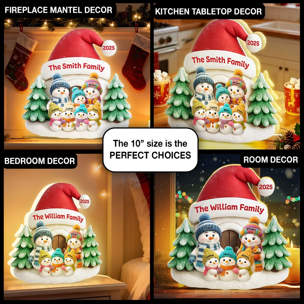Acrylic Light Box with Snowman Family Scene, cozy window glow for holiday décor, heartwarming keepsake, perfect gift for parents and family - Image 7