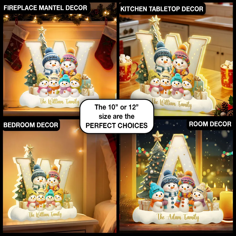 Snowman Family Acrylic Light Box – Heartwarming Holiday Decor, Perfect Gift for Grandparents & Family - Image 2