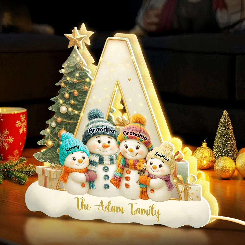 Snowman Family Acrylic Light Box – Heartwarming Holiday Decor, Perfect Gift for Grandparents & Family - Image 3