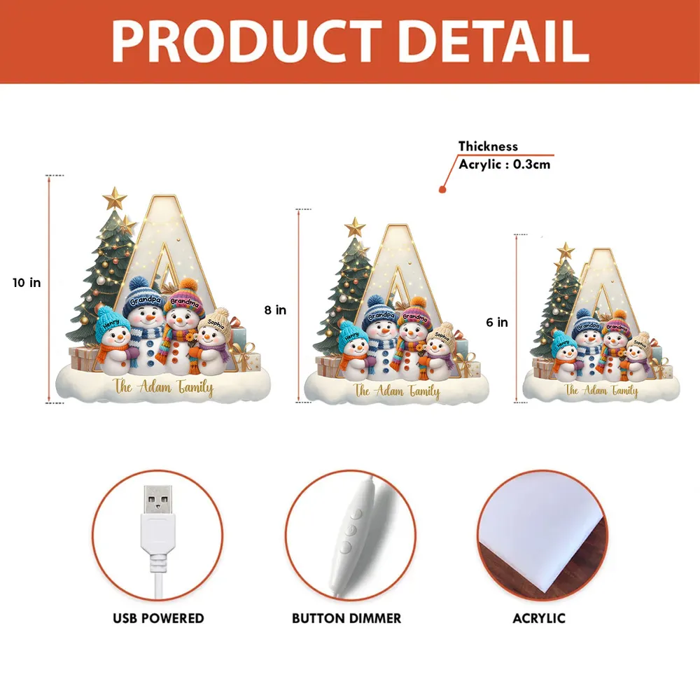 Snowman Family Acrylic Light Box – Heartwarming Holiday Decor, Perfect Gift for Grandparents & Family - Image 8